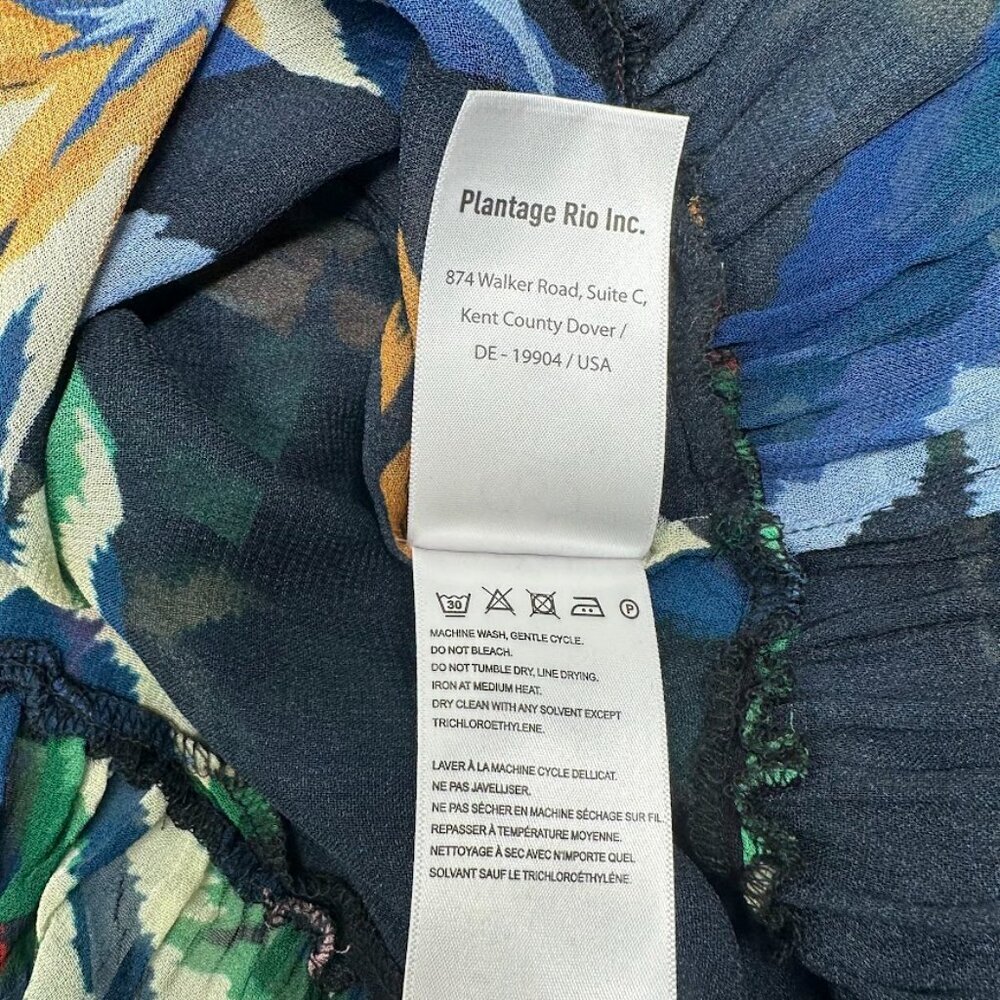 Farm Rio Chevron Forest Black Blouse Size Small Boho Festival Floral Statement - Picture 9 of 11